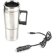 Car Kettle Coffee Mug Warmer Water Boiler, 12V Electric Stainless Steel Heating Cup Travel Double Layer Milk Tea Thermoses Heated Boiler Portable for Camping Truck Hot 350Ml+150Ml