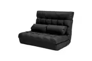 Lounge Couch Sofa Bed Double Seat Leather GEMINI BLACK
