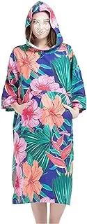 SHTFFW Wetsuit Changing Robe Towel Poncho with Hood Sleeve Pocket for Surfer Swimmer One Size Fit All, for Beach, Surf, Swim, Triathlon