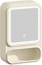 Bathroom Wall Mirror Cabinet | Bathroom Vanity Mirror with Storage - Storage Organizer with Dimmable LED Lights, Magnetic Door Rack Modern Decor for Shower Accessories