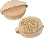 CANIGHT Dual-use Body Skin Exfoliating Brush Dry Brush Shower Scrubber Wood Back Brush for Dry Skin Pet Bath Massage Brush Australian Spa Supplies
