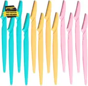 Eyebrow Razor, 12 Pcs Multipurpose Facial Razor, 3 Colors - Blue, Pink, Yellow ⭐