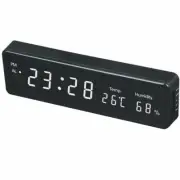 Digital Wall Clock Big Led Time Temperature Humidity Display Watch Decor Eu Plug