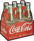 COCA COLA SIX PACK CARTON OF COKE HEAVY DUTY USA MADE METAL AGED LOOK ADV SIGN