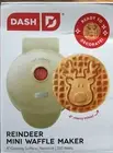 DASH REINDEER MINI WAFFLE MAKER, NONSTICK, IVORY COLOR - BRAND NEW IN BOX