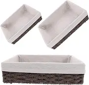 Amosfun Cupboard Organizer Box Woven Storage Basket Set Paper Rope Woven Desktop Storage Solution Braided Organizer Bin