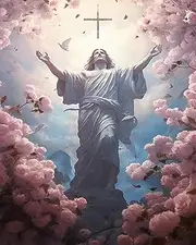 TISHIRON DIY Paint by Numbers Flowers, Jesus Adults' Paint-by-Number Kits on Canvas, Cross Paint by Numbers Kit for Adults and Beginner, 16X20 Inch Frameless Christianity Adult Paint by Numbers