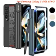 For Samsung Galaxy Z Fold 5 4 3 Hard Magnetic Wrist Strap Pen Slot Case+S Pen