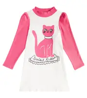 [Mini Rodini] Mini Rodini Cat printed cotton-blend jersey dress Y 10/11 white