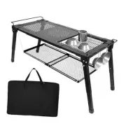 Folding Camping Table Portable, Metal Outdoor Grill Table Sturdy, Camping