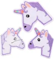 OFFIGAM 3Pcs Unicorn Fabric Patches Durable Embroidery Stickers for Clothing Bags DIY Projects for Crafts and Home Decor Cute Unicorn Design