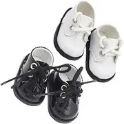 Abaodam 2 Pairs Mini Doll Shoes for DIY Doll Making Black White High Grade Wear Resistant for Mini Scene Props