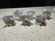 6 NEW Vintage Schleich Peyo Figures Skate Boarding W/Papa Smurf and Smurfett