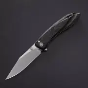 Petrified fish PFE08 Grow flipper knife Green Damask pattern G10