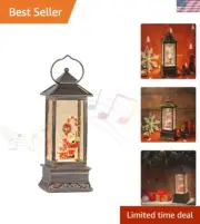12-Inch Musical Christmas Snow Globe Lantern with Timer - Santa Claus & Candy...