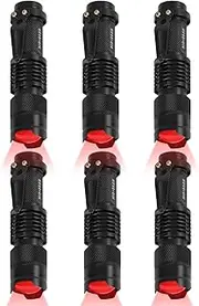 HinsGEAR 6 Pack Red Flashlight LED Single Mode Light 1 Mode LED Torch Scalable Red Light Flashlight for Astronomy Aviation Night Observation
