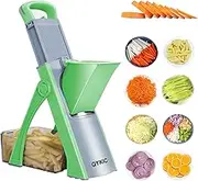 Safe Mandoline Slicer for Kitchen, 5 in 1 Vegetable Chopper, Mandolin Potato Slicer with Thickness Adjuster, French Fry Cutter, Veggie Dicer Faster Kitchen Slicer for Meal Prep Green