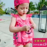 在飛比找momo購物網優惠-【AS 梨卡】兒童 泳衣 泳裝 女童 連身款 自然浮力 裙子