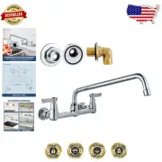 Elegant Wall-Mounted Kitchen Faucet with 14-Inch Swivel Spout & Dual Handles