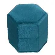 Necklace Storage Ring Case Box Light Blue Hexagon 1.9x1.7x1.8 Inch Corduroy