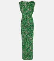 [Diane von Furstenberg] Diane von Furstenberg Gertrude printed midi dress AU 8 green