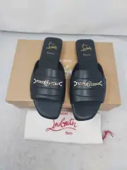Christian Louboutin Miss MJ Black Leather Slide Sandal Size EU 39 US 9 Women NEW