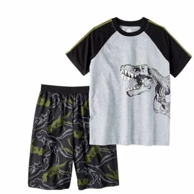 Wonder Nation Boy's 2 Piece Pajama Sleepwear Set (X-Small 4/5, Light Grey...