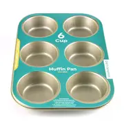 6 Cup Muffin Cupcake Pan Tray Tin Cake Non-Stick Baking Bakeware Dish Cookie
