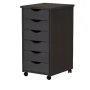 Original Roll Cart, Solid Wood, 6 Drawer Narrow Drawers Roll Carts, Black