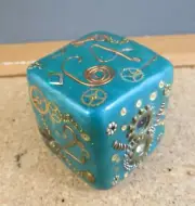 Jena's Handmade Backgammon Doubling Cube Green Steampunk One of A Kind #80