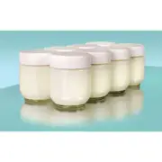 Euro Cuisine Glass Jars Lid Container Yogurt Maker Model YM80 YM100 Set of 8 New