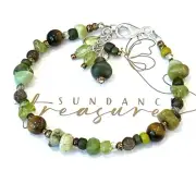 Green Multi Gemstone Bracelet Sterling Silver Sundance Treasures Emerald Finish