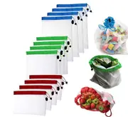 12Pcs Reusable Mesh Produce Bags for Grocery Shopping and Storage Fruit Vegetable and Toys Set