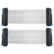 Up to 2" Retractable Ping Pong Net Table Tennis Net and Post, Black Blue 2pcs