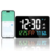 AGSIVO LED Wifi Digital Alarm Clock With Calendar Intelligent Update with Remote Control / Indoor Temperature Display /