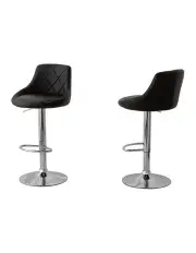 [Hacienda] Diamond Style Padded Leather Barstools Set of 2 in Black