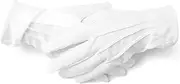 [loacuony] White Cotton Gloves with Snap Closure,Stitched White Gloves,White Gloves Fancy Dress for Parade Formal Guard Police Wedding Formal Tuxedo Jewelry Inspection, White, One Size