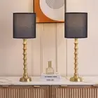 30.5" Gold Table Lamps with Black Shade Set of 2, Golden Buffet Table Lamp fo...