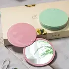 Mini Makeup Mirror Round Folding Travel Sliding Cover Handheld Makeup Mirror AUT