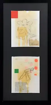 DONALD BAECHLER "CALL THEM EGGHEADS" & "ONE MAN JUGGERNAUT" | 2 UNIQUE COLLAGES