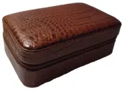 Leather Zipper Case for Manicure Set Jewelry Toiletries Make-Up Velvet Lined