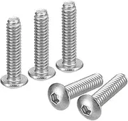 uxcell #2-56x3/8 Button Head Socket Cap Screws, 100pcs 304 Stainless Steel Fasteners Hex Bolts Screws, Full Thread Hex Drive Screws