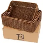 Baskets for Organizing, Undershelf Wicker Storage, Hand Woven Organizer for C...