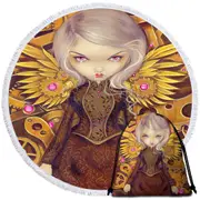 Mechanical Angel Steampunk Beautiful Clockwork Girl Round Beach Towel