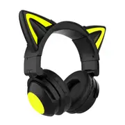 Luminous Cat Ear Bluetooth Headset Live Gaming Headset Three Generations of Seven Color Card - Black