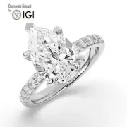 Pear Solitaire Labgrown Diamond Hidden Halo Ring 18k White Gold 3.70 Ct D VS1