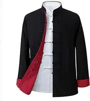 [Generic] Kung Fu Uniform for Men Shirt Suit,Traditional Tang Chinese Button Long-Sleeve Top Double-Sided Tang Suit Men Jacket