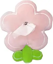 Car Tissue Holder Cute Flower Shape Tissue Box Cover Soft Plush Flower Napkin Tissue Paper Holder Portable Paper Package Case Car Seat Tissue Box (Pink, One Size)