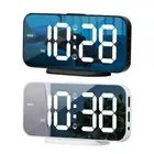 Mirrored Digital Alarm Clock 12/24 Hour USB Rechargeable LED Clock for Bedroom