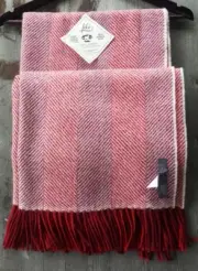 Lili 100% Baby Alpaca Throw Red and Purple Herringbone – New
